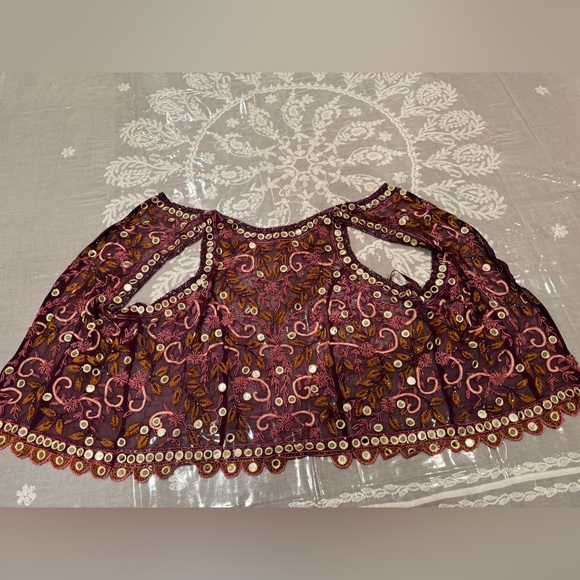 ❤️ NEW ARTISANAL RARE HAND EMBROIDERED BEAUTIFUL SILK SHEER TOP. Size: L - Picture 3 of 11